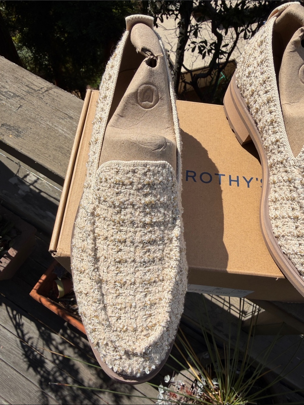 Rothy's Cream Tweed Women's Slip-On Loafers - Picture 4 of 10